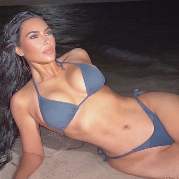 🆕 SKIMS SWIM Dipped Tie Bikini Bottoms in Gunmetal - Picture 5 of 9